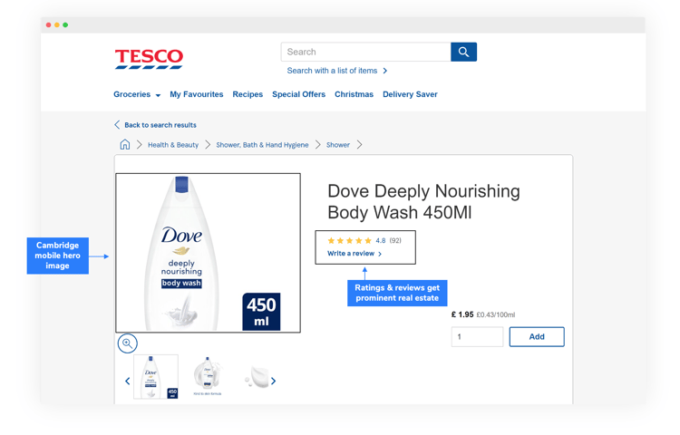 Dove Nourishing Care Shower Gel 250 ml - Tesco Online, Tesco From Home