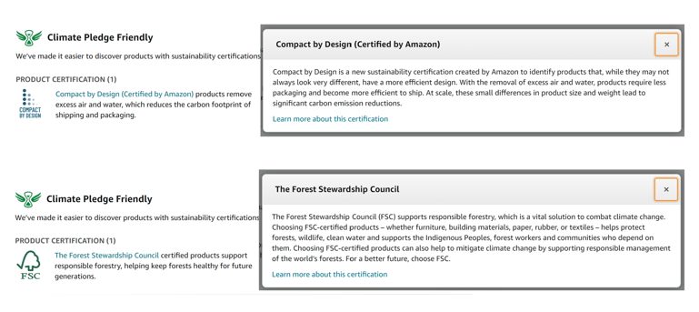 Amazon Climate Pledge Friendly badge