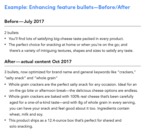 Content changes Enhancing feature bullets