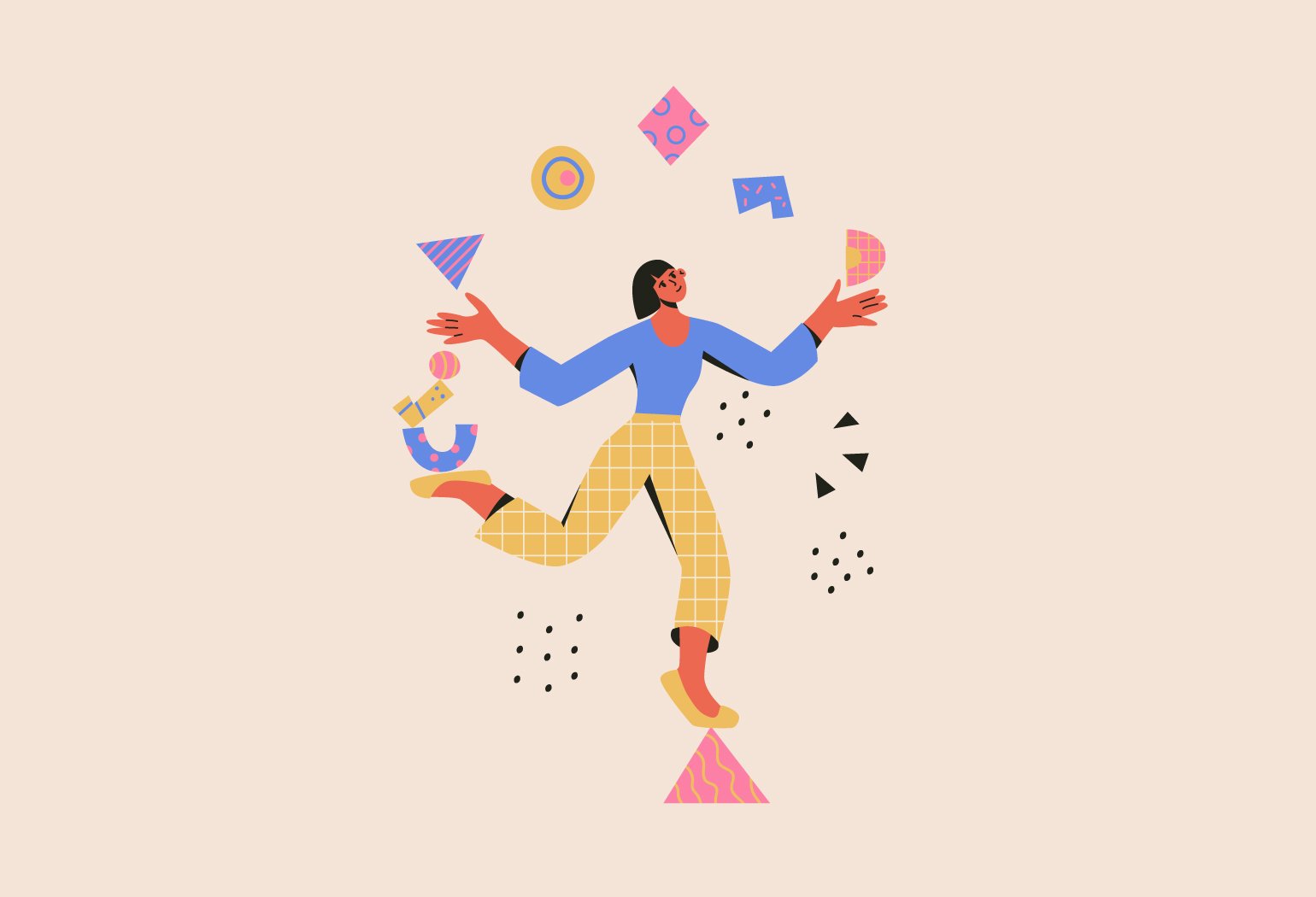 Woman juggling shapes