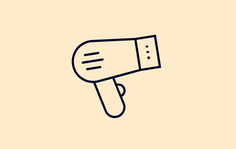 Hair dryer icon on yellow background