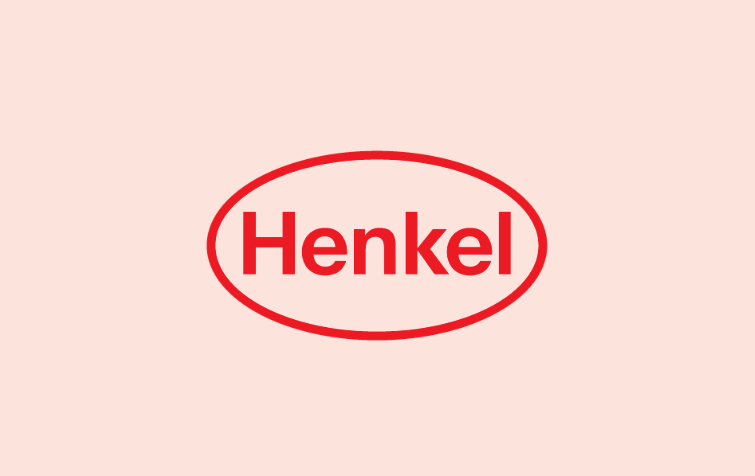 Henkel logo on light red background