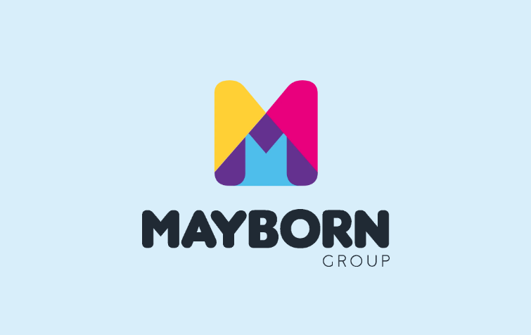 Mayborn Group logo on light blue background