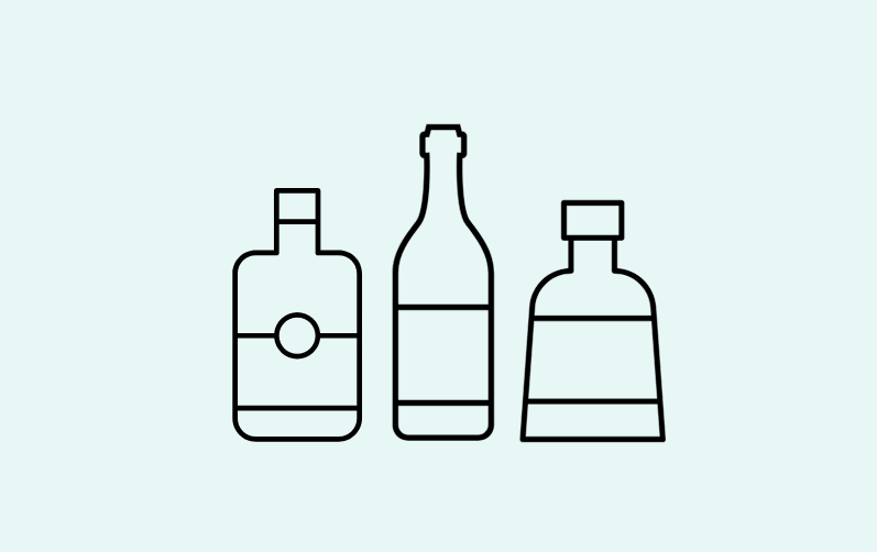alcohol spirits bottles